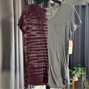 Ruff Hewn V-Neck Gray and Purple Tie Dyed Tee